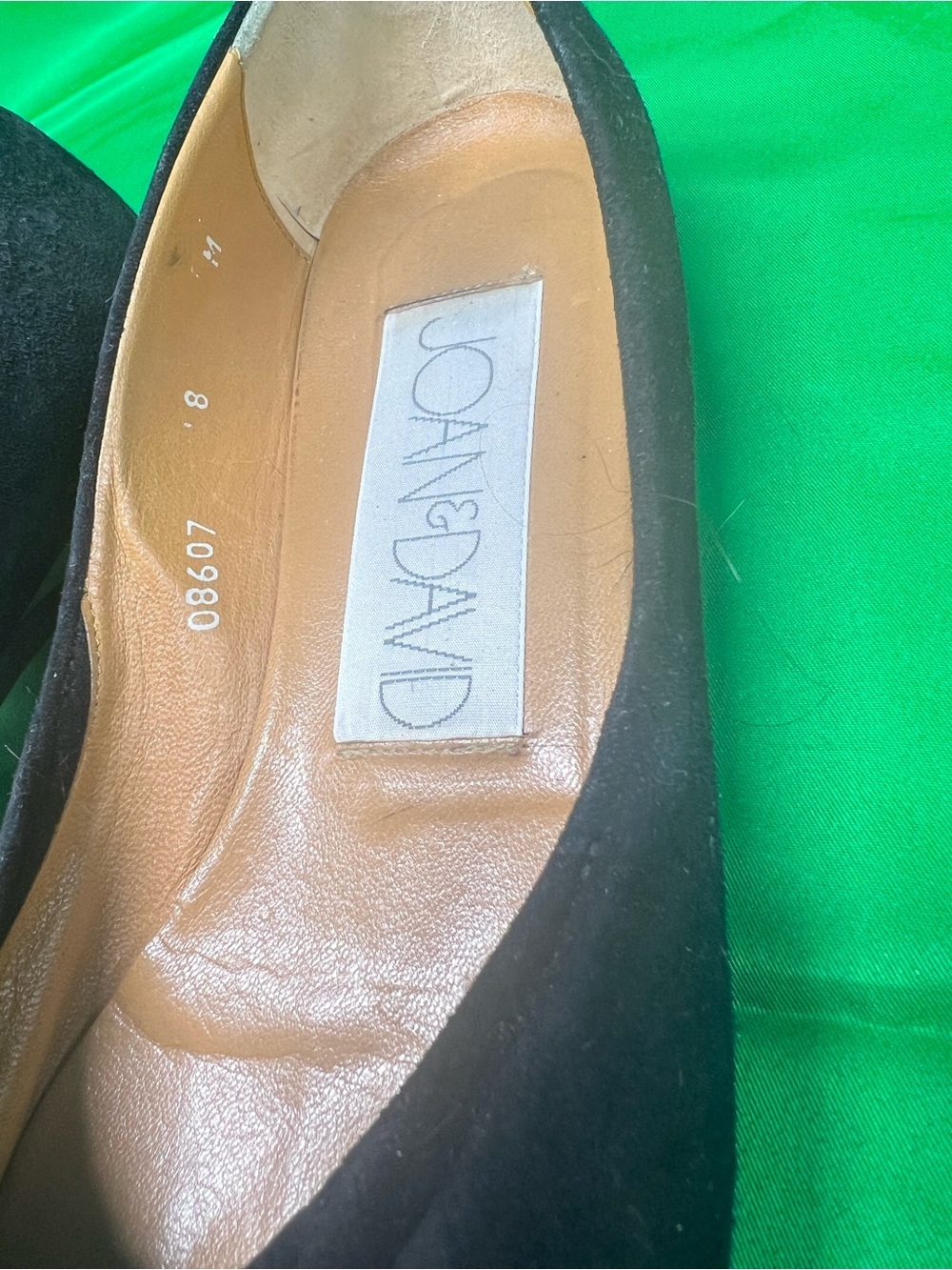 Joan & David Black Suede Loafers with Gold Rope Accent - Picture 6 of 8